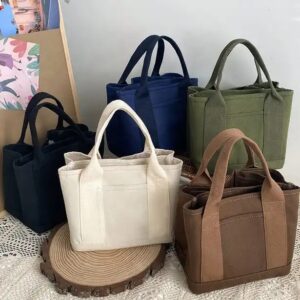 Eco-Friendly Canvas Official Bag For Office Lady Woman Canvas Tote Bag With Side Pocket - Image 5
