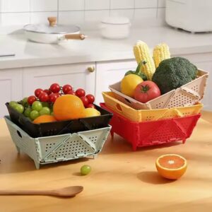 Plastic Collapsible Colander - Foldable Drain Basket With Resting Feet - Kitchen Food Strainer - Space-Saving Easy To Use - Image 5
