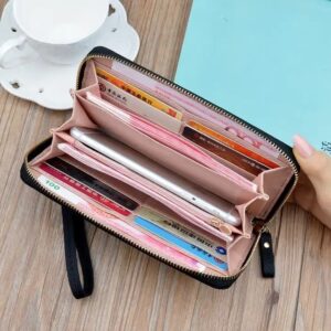 luxury card money holder purse mobile phone bag long leather ladies women's wallets for women - Image 4