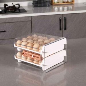 2 Drawers Egg Holder Storage Container With Freshness Timer For Refrigerator - Image 6