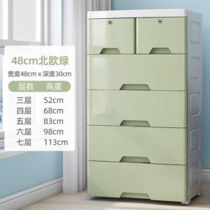 Colorful Plastic Bedroom Clothes Filing Storage Stackable Wheels Cabinet With Pull-out Drawers - Image 4