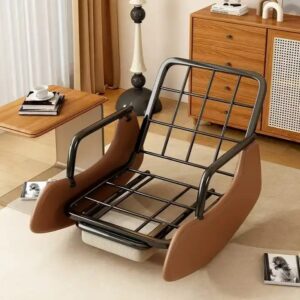 Nordic Modern Armchair Wood Velvet Home Living Room Sofa Lounge Accent Chairs Rocking Chair For Adults - Image 5