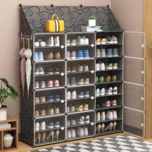 cheap eazy assemble storage foldable organizer folding portable clear plastic shoes rack cabinet transparent for home with door - Image 5
