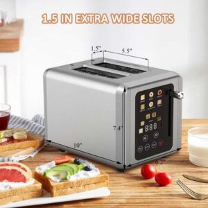 2-Slice Stainless Steel Digital Timer Toaster with Touch Screen 6 Bread Types Premium Toaster for Perfect Toast Every Time - Image 3