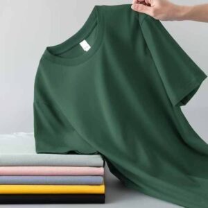 Short sleeved T-shirt men's basic style solid color upper garment half sleeved base shirt round neck - Image 7