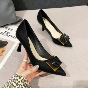 Elegant Design Women Pu Pointed Toe Sexy Shoes Office Ladies High Heels Pumps - Image 1