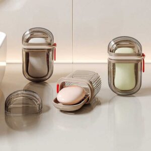 Portable Leak-Proof Durable Clear Soap Case Holder Travel Soap Container With Lid For Shower Bathroom - Image 4