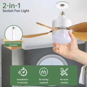 16 Inch 5 Blade Socket Fan Light Small Size E26 E27 Socket Ceiling Fan With Light For Garage Kitchen - Image 3