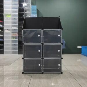cheap eazy assemble storage foldable organizer folding portable clear plastic shoes rack cabinet transparent for home with door - Image 6