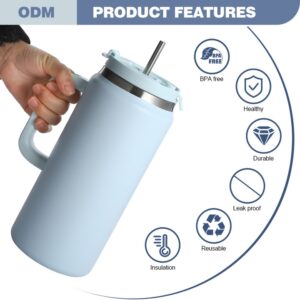 Double Wall Vacuum Insulated 50oz 64oz Stainless Steel Tumbler With Handle Lid Straw - Image 5