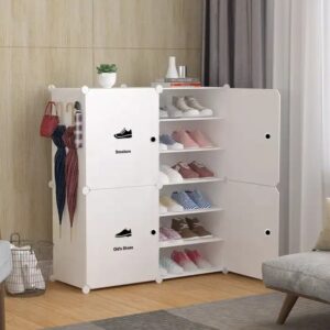 Shoe Rack 6 Tier Shoe Storage Cabinet 24 Pair Plastic Shoe Shelves Organizer for Closet Entryway - Image 6