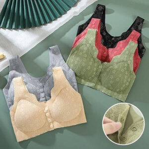 Soft Cups Before The Button In The Elderly Underwear Breathable Women Without Steel Ring Tank Top Lace Large Size Bra For Women - Image 4