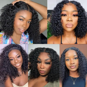 Kinky Curly Bob Cheap Wig Lace Frontal Human Hair Wigs 100% Brazilian Glueless Short Water Curly ForWomen 180Density Wear And Go - Image 2
