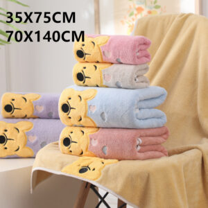 Cartoon Embroidered Coral Velvet Winnie the Pooh Towel Bath Towel Soft Absorbent Face Towel Sports Home Bath Towel - Image 3