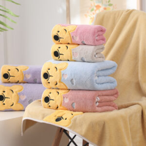 Cartoon Embroidered Coral Velvet Winnie the Pooh Towel Bath Towel Soft Absorbent Face Towel Sports Home Bath Towel - Image 4