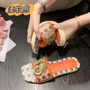 Stylish Beach Metal Buckle Women Lady Shoes Slippers Flat Sandals For Women And Ladies - Image 6