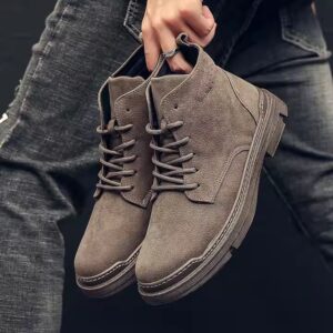 New Men's Shoes Boots Casual Shoes Style Trendy Shoes Sports High-top Breathable Spring and Autumn Student Black - Image 4