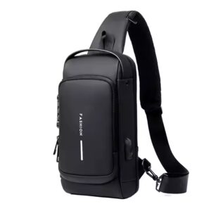 Anti-Theft Nylon Men's Chest Bags with USB Cross body Sling Chest Bag For Men - Image 5