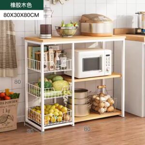 household thick steel frame kitchen storage shelf rack standing iron metal space saving stool - Image 3