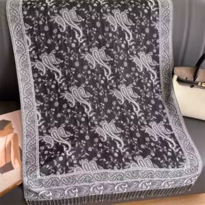 Large Cashmere Feel Reversible Shawl Jacquard Paisley Pashmina Shawl Scarf for Women - Image 7