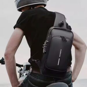 Anti-Theft Nylon Men's Chest Bags with USB Cross body Sling Chest Bag For Men - Image 4