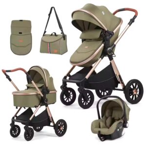 Coches Para Bebes. Luxury Carriage Stroller Baby 4 In 1 Kindergarten Foldable Baby Stroller Pram 3 In 1 With Car Seat - Image 6