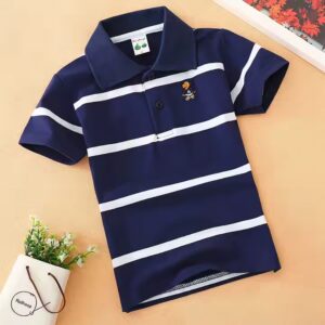 Summer Children T-shirt Short Sleeve Cotton Striped Casual Baby Boy Polo Shirt - Image 5