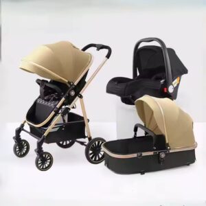 High Landscape Lightweight 3 In 1 Pushchair Stroller Baby And Carseat Luxury Foldable Baby Stroller Pram 3 In 1 With Car Seat - Image 7