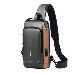 Anti-Theft Nylon Men's Chest Bags with USB Cross body Sling Chest Bag For Men - Image 6