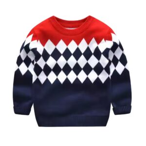 Winter double layer baby boy argyle sweaters kids cute children's pullover costume - Image 3