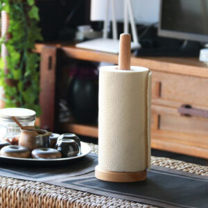 Kitchen Wooden Roll Paper Towel Holder Bathroom Tissue Vertical Stand Disposable Paper Pot Kitchen Toilet Storage Accessories - Image 7