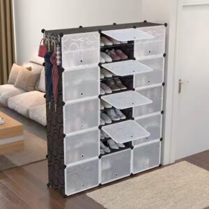 Easy assemble portable cabinet style tall shoe racks sturdy shoe plastic storage organizer with sticker - Image 4