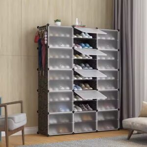 Easy assemble portable cabinet style tall shoe racks sturdy shoe plastic storage organizer with sticker - Image 6