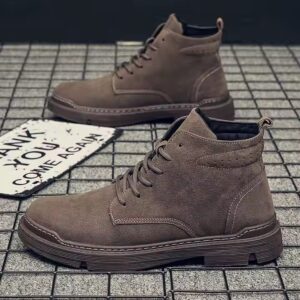 New Men's Shoes Boots Casual Shoes Style Trendy Shoes Sports High-top Breathable Spring and Autumn Student Black - Image 6