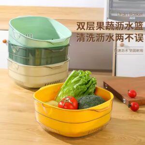 Lightweight Double Layer Fruit And Vegetable Drain Basket Plastic Storage Basket - Image 4
