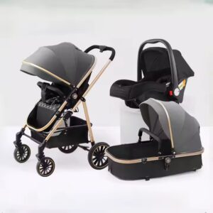 High Landscape Lightweight 3 In 1 Pushchair Stroller Baby And Carseat Luxury Foldable Baby Stroller Pram 3 In 1 With Car Seat - Image 5