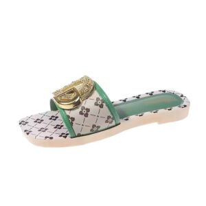 Stylish Beach Metal Buckle Women Lady Shoes Slippers Flat Sandals For Women And Ladies - Image 3