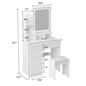Fancy Bedroom paulownia white black vanity table set with bench stool - Image 4