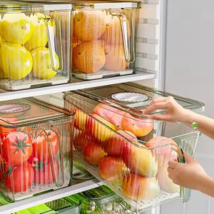 Transparent Kitchen Pet Food Storage Box Bins Stackable Refrigerator Organizer Fridge Organizer Set With Handle - Image 3