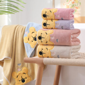 Cartoon Embroidered Coral Velvet Winnie the Pooh Towel Bath Towel Soft Absorbent Face Towel Sports Home Bath Towel - Image 6