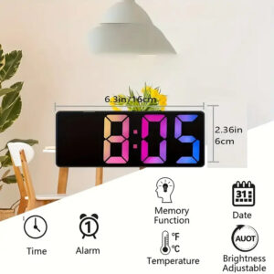 Latest Digital Clock LED Alarm Clock Bedroom Electronic Desktop Clock With Temperature Display Adjustable Brightness 12/24 Hours - Image 3