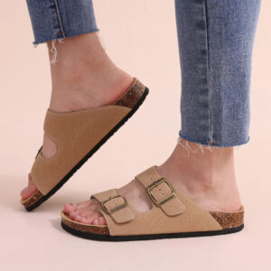 Crestar Cork Footbed Arizona Sandals For Women Men New Classic Solid Color Fashion Slippers With Arch Support Slip-on Suede Shoe - Image 6