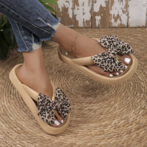Summer Women Comfort Flip-Flop Leopard Bow Soft Thick-Soled Cloud Slippers Travel Vacation Beach Shoes New Women Sandals - Image 6