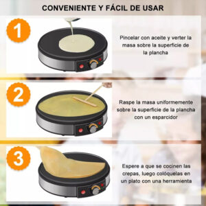 Electric Griddle Crepe Maker Cooktop - Nonstick Griddle Crepes Maker with LED Indicator Lights Adjustable Temperature Control - Image 3