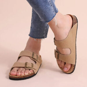 Crestar Cork Footbed Arizona Sandals For Women Men New Classic Solid Color Fashion Slippers With Arch Support Slip-on Suede Shoe - Image 2