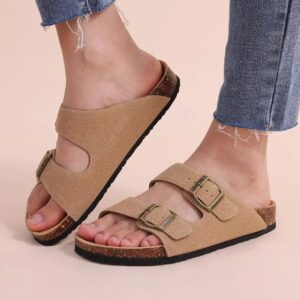 Crestar Cork Footbed Arizona Sandals For Women Men New Classic Solid Color Fashion Slippers With Arch Support Slip-on Suede Shoe - Image 4