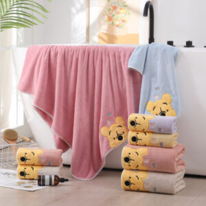 Cartoon Embroidered Coral Velvet Winnie the Pooh Towel Bath Towel Soft Absorbent Face Towel Sports Home Bath Towel - Image 5