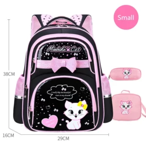 New Korean Primary PU leather School Bag 2020 Fashion Cute Girls With Cute Cat Orthopaedic Waterproof Backpack - Image 4