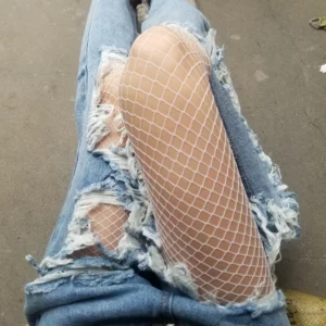 fashion white medium grid women high waist stocking fishnet club tights panty knitting net pantyhose trouser mesh lingerie TT016 - Image 5