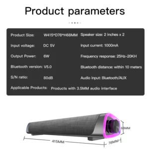 New Wireless Wired Computer TV Stereo Speakers 4D Surround Soundbar Subwoofer Sound Bar FM Radio LED For Laptop PC Theater Aux - Image 5